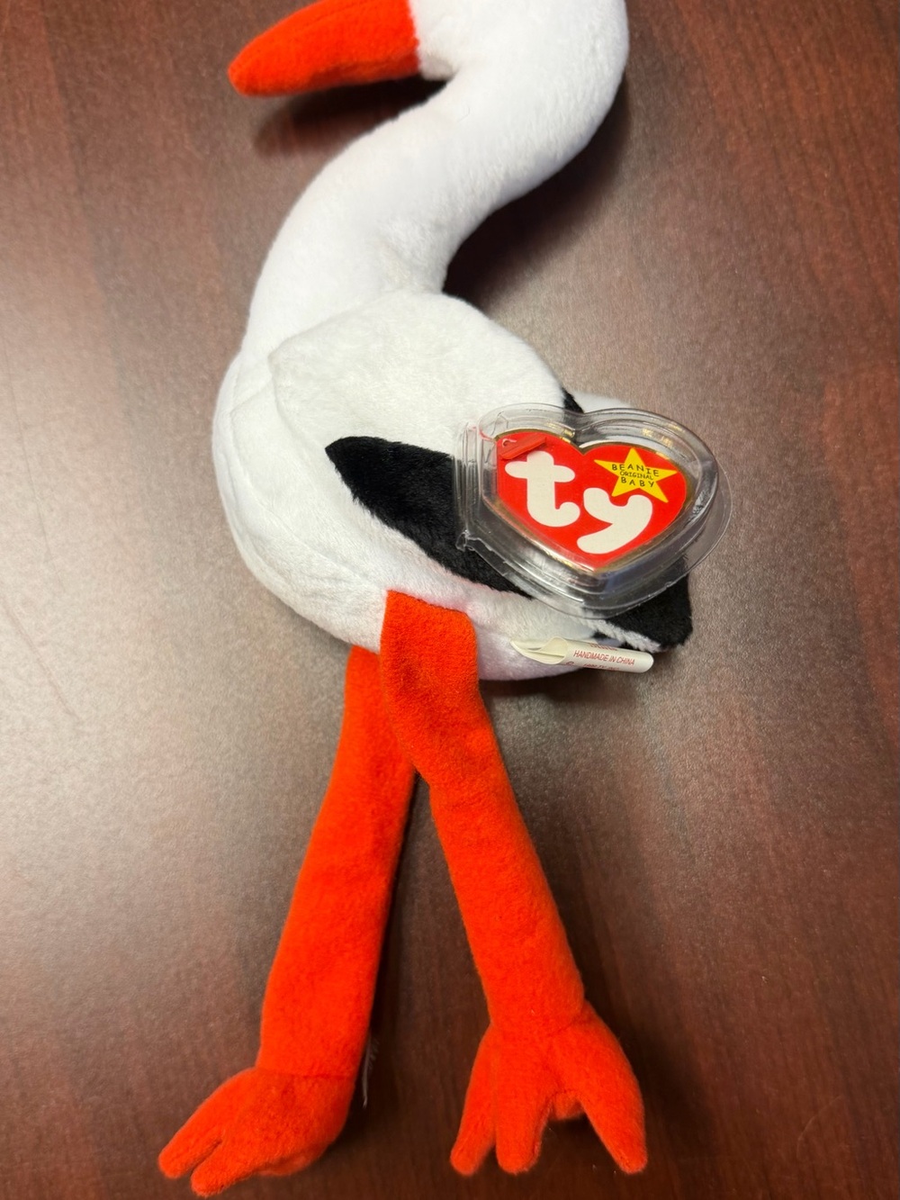 Ty White Stork Plush with Orange Beak & Legs